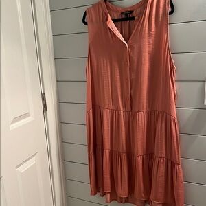 Sleeveless Coral Button-Down Dress